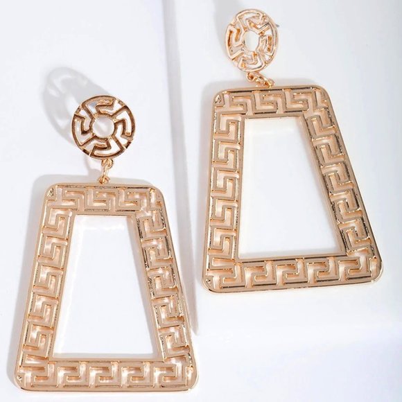 Lovisa Jewelry Lovisa Greek Key Gold Statement Dangle Earringsnew